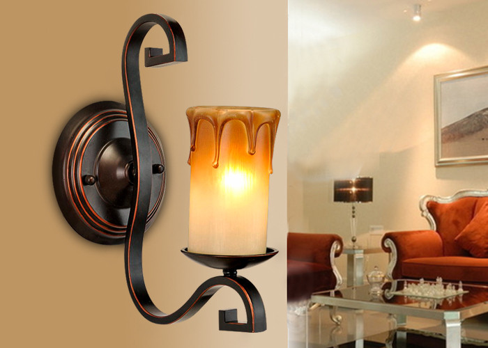 China Hotel Corridor Art Deco Wall Lights With Candle Blown Glass Shade , Bathroom Wall Lamp on sale