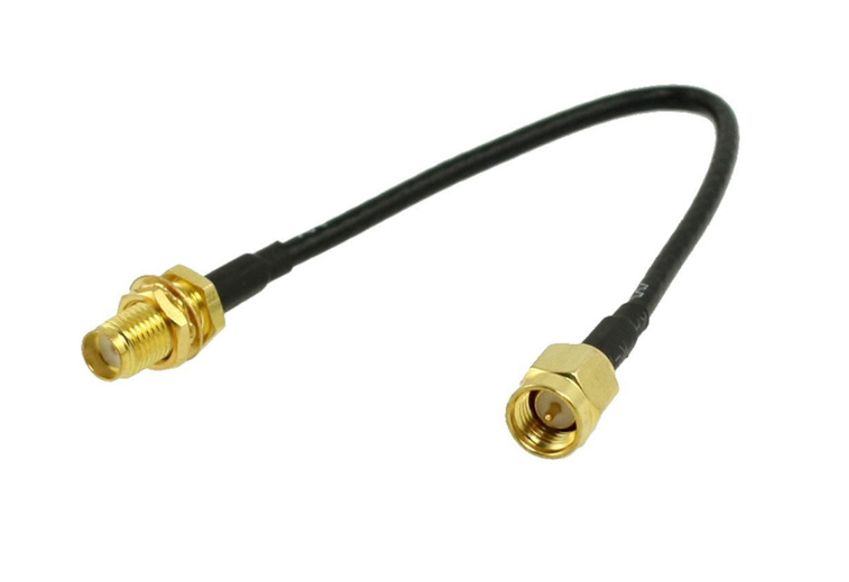 China SMA Female Right Angle Rf Cable Connector Bulkhead To SMA Male RG58 50cm on sale