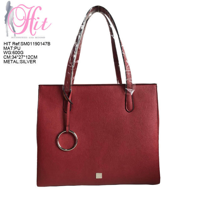 China Women Handbag Designer Red Color Ladies Leather Tote Bag on sale