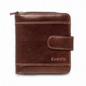 Women's Leather Coin Wallet with Snap and Unique Contrast Stitching