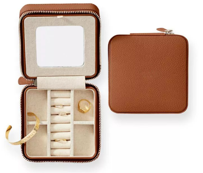 design Cow PU Leather Box Organizer Exquisite Travel Jewelry Case