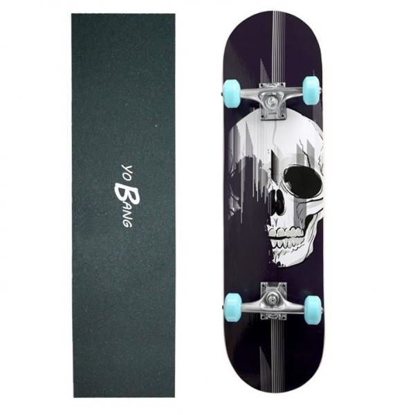 Cheap Adults Pro Skateboard Decks Human Skeleton Graphics Design Blue Pu Wheel for sale