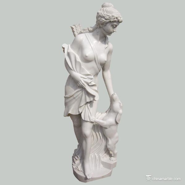Cheap China marble Stone Carving Sculpture Lady Hunter FSF-008 Sculpture for sale