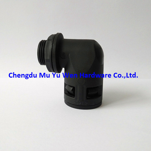 China 90d elbow black nylon connector for AD10.0 non-metallic flexible corrugated conduit in China on sale