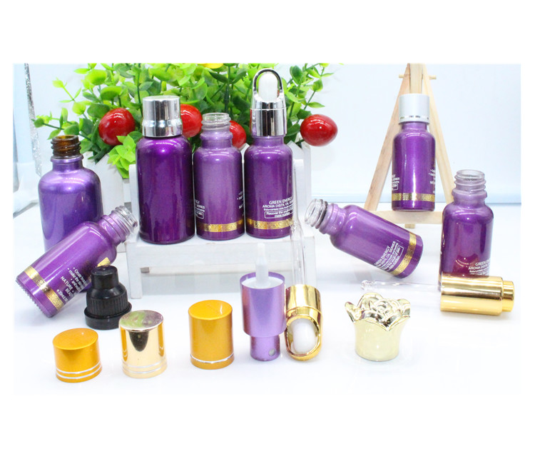 China 50Ml Purple Glass Cosmetic Oil Bottles For Essential Oil Packaging on sale