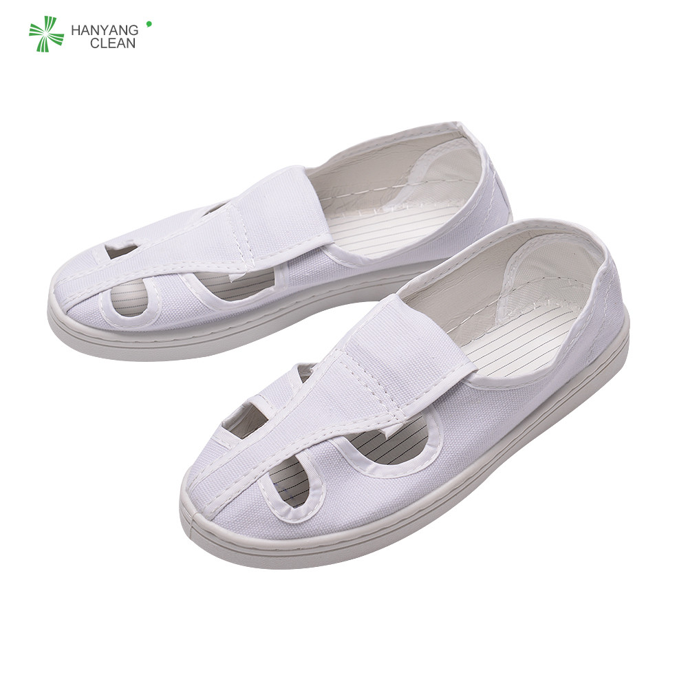 Best White Canvas Upper ESD Cleanroom Shoes Four Holes CE / ROHS Certification wholesale