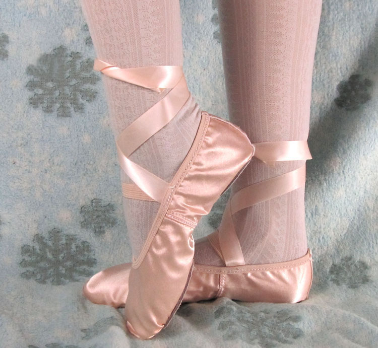 Best pink and nude satin ballet dance shoes ballet slipper with ribbons for children and adult wholesale