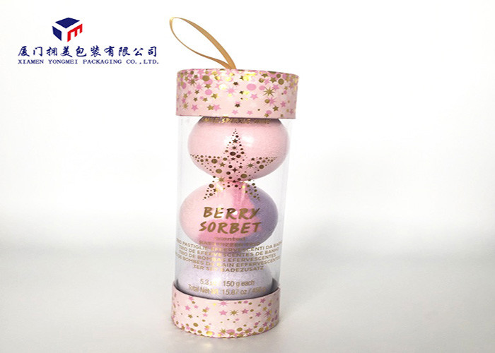 Best High Durability Plastic Cylinder Packaging Tubes With Pink Hard Paper Covers wholesale