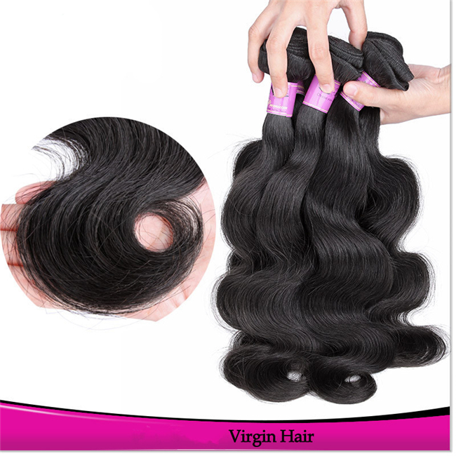 China Double Machine Weft Remy Human Hair Bundle Natural Black Body Wave Hair Weave for Women on sale