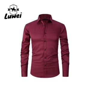 China Solid Color Men Shirts Apparel Business Casual Polyester Stand Collar Clothes on sale