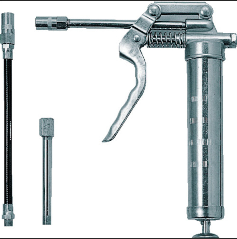 China Mini Professional Pistol Grip Grease Gun With 12 Inch Flex Hose 6 Inch Extension on sale