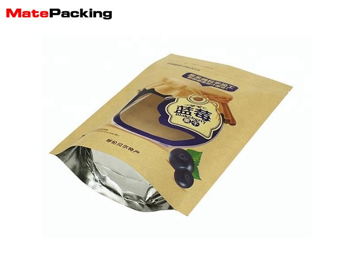 China Aluminum Foil Kraft Paper Food Bags Stand Up Zipper Lock Customs Size Gravure Printing on sale