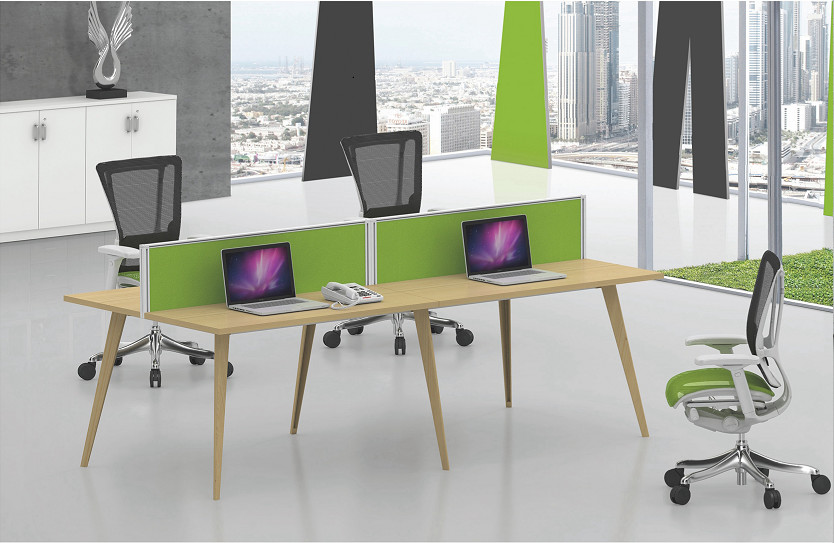 China Transfer yellow color 4 person face to face cluster MDF and MFC wooden desk on sale