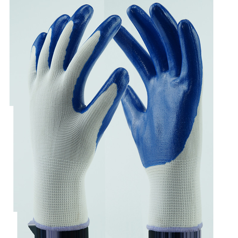 Best Custom Nitrile Coating Firm Grip Work GlovesNitrile Work Gloves Cotton Shell Coated Safety Work Gloves wholesale