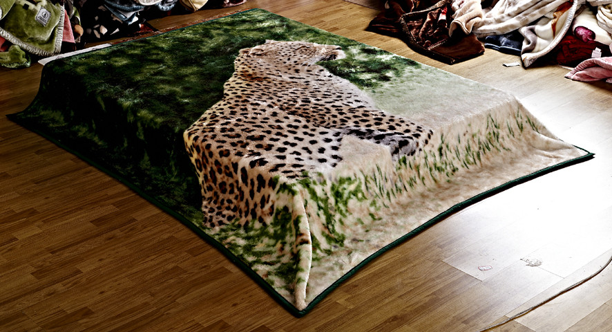 Best Leopard Printed Micro Raschel Throw Blanket , Eco Friendly Lightweight Fleece Blanket wholesale