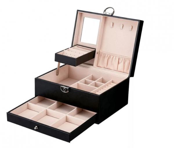 Cheap Exquisite Necklace Bracelet Storage Box Sturdy Embossed PU Leather for sale