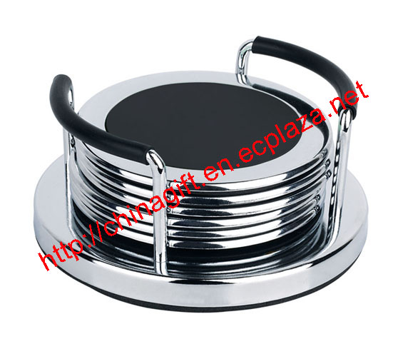 China Round Stainless Steel Coaster Set and Stand on sale