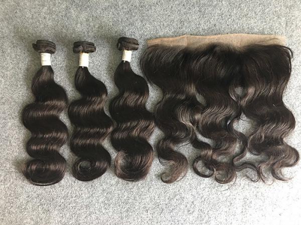 Cheap Peruvian Grade 8A Virgin Hair Body Wave No Tangle With 13x4 Lace Frontal for sale