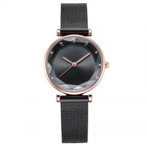 China PVD Plated All Black Fashion Lady Watch Mesh Band Alloy Quartz Watch For Women on sale