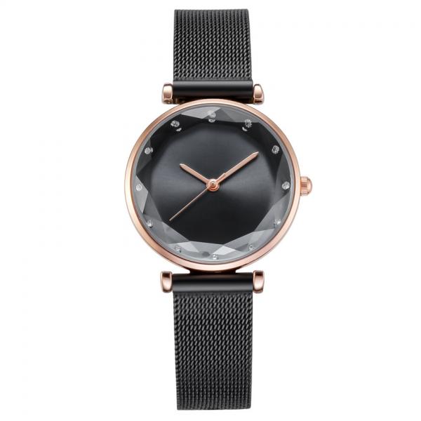 Cheap PVD Plated All Black Fashion Lady Watch Mesh Band Alloy Quartz Watch For Women for sale