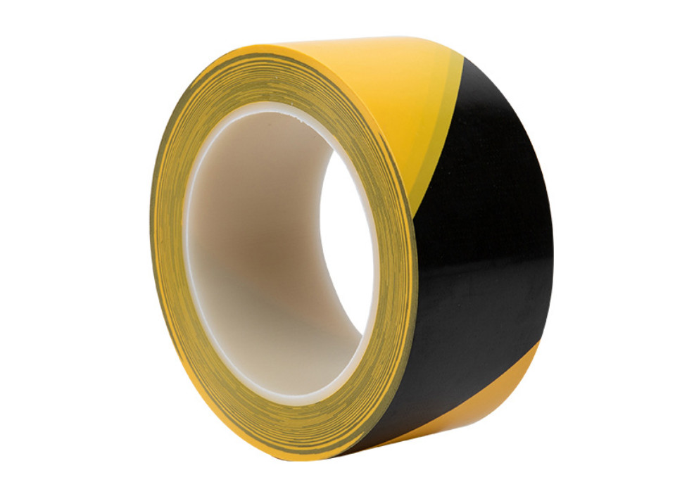 China 50mm Stripe Floor PVC Warning Tape Black Yellow Insulation Tape For Pipe Plastic on sale