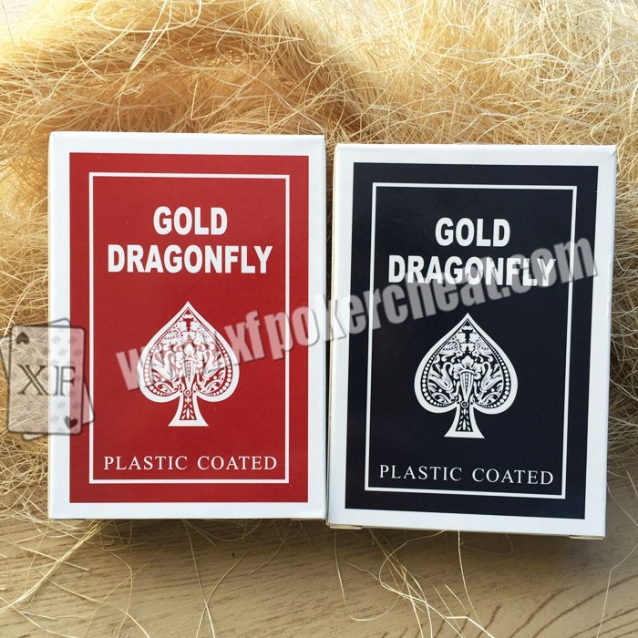 Cheap Gold Dragonfly Plastic Coated Playing Cards With 2 Regular Index for sale