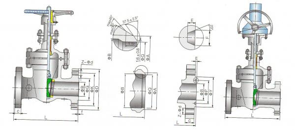 Cast Steel Gate Valve Dimensions Drawings for 600LB