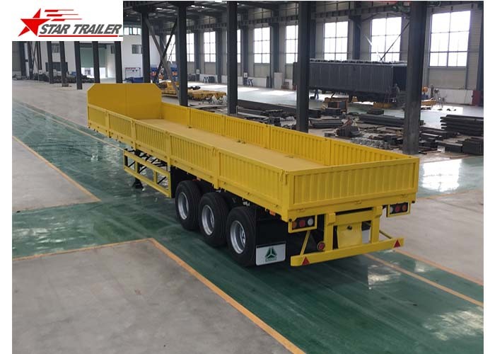 Cheap 3 Axles Drop Side Front Load Trailer High Duty Steel Structure 60T Payload for sale