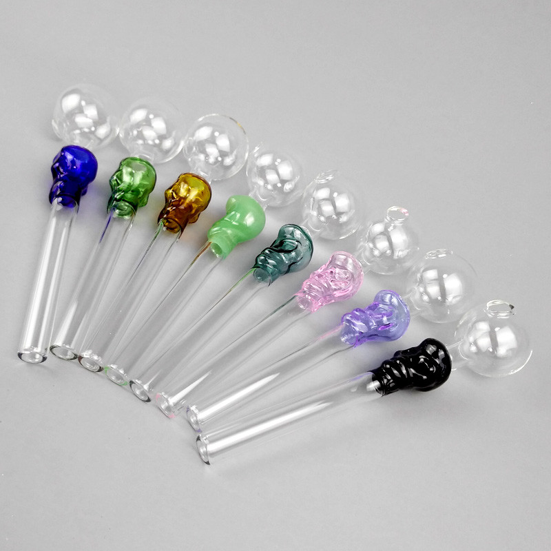 Best 14cm Length Colorful Hookahs Straight Oil Burner Pips , Tobacco Pipe Glass Material wholesale