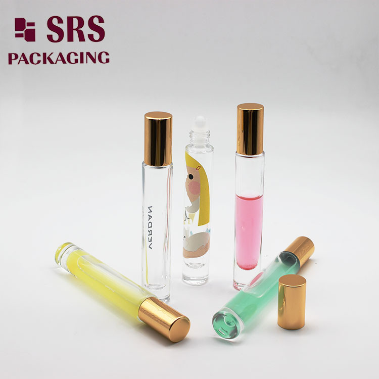 SRS empty round shape thick wall 10ml glass roller ball bottle