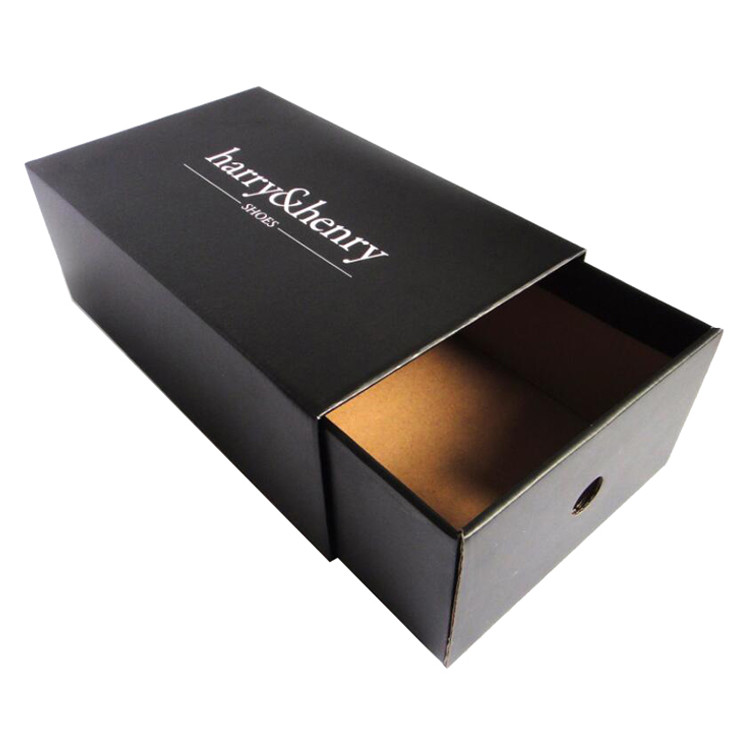 China Luxury Black White Pull Out Sliding Drawer Type Shoe Box Packaging With Custom Logo on sale