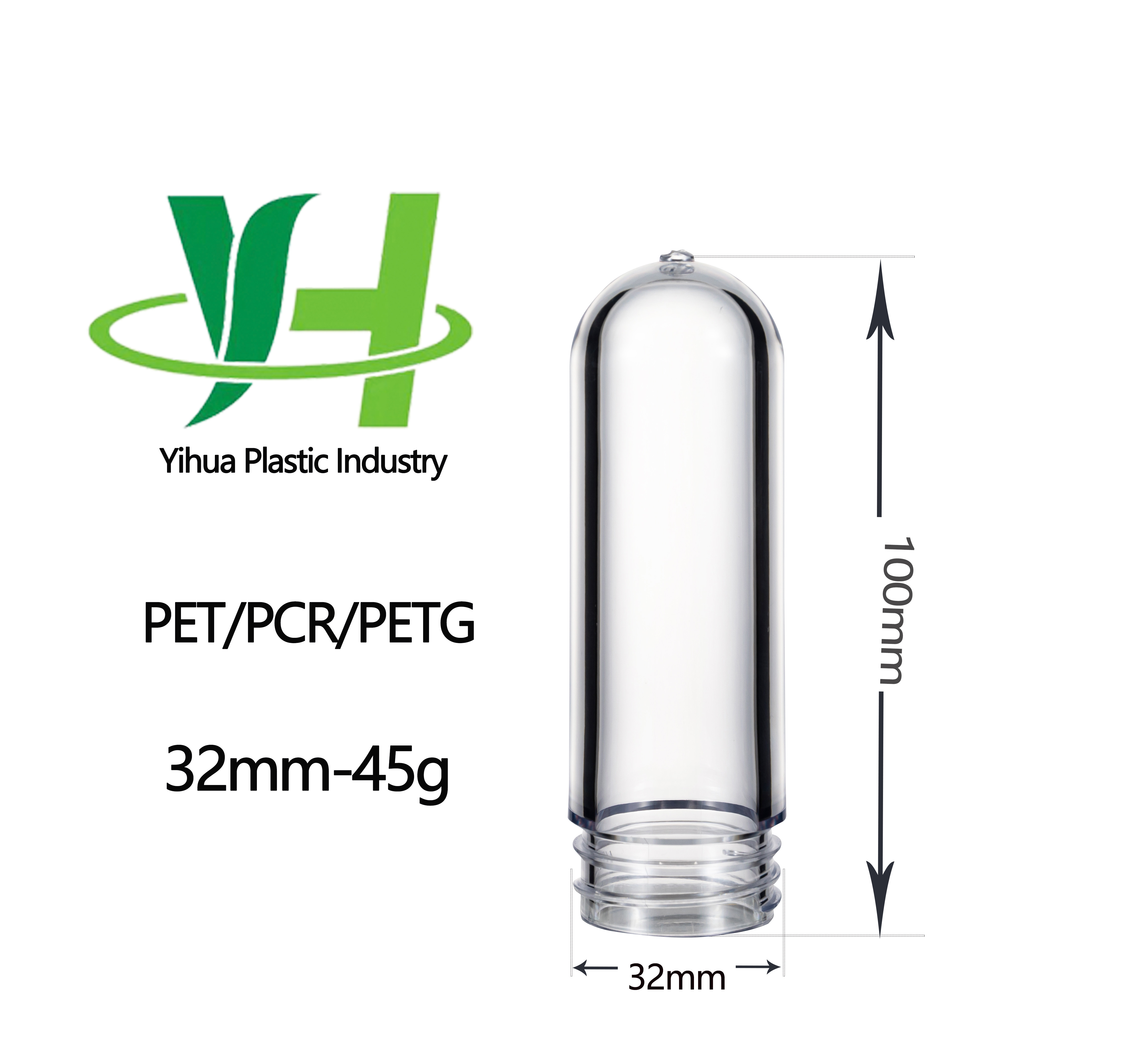 Cheap 32mm Transparent PET Preform Bottle Short Embryonic Height 100mm for sale