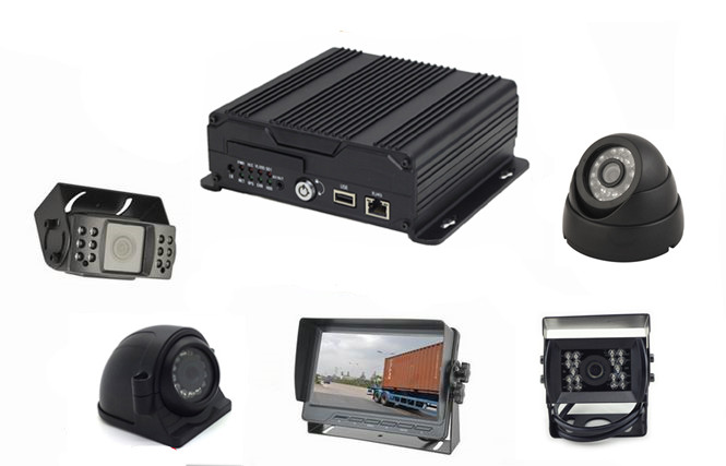 Best 4CH AHD Camera Dual SD card automotive video recorder / Mobile vehicle video surveillance system wholesale