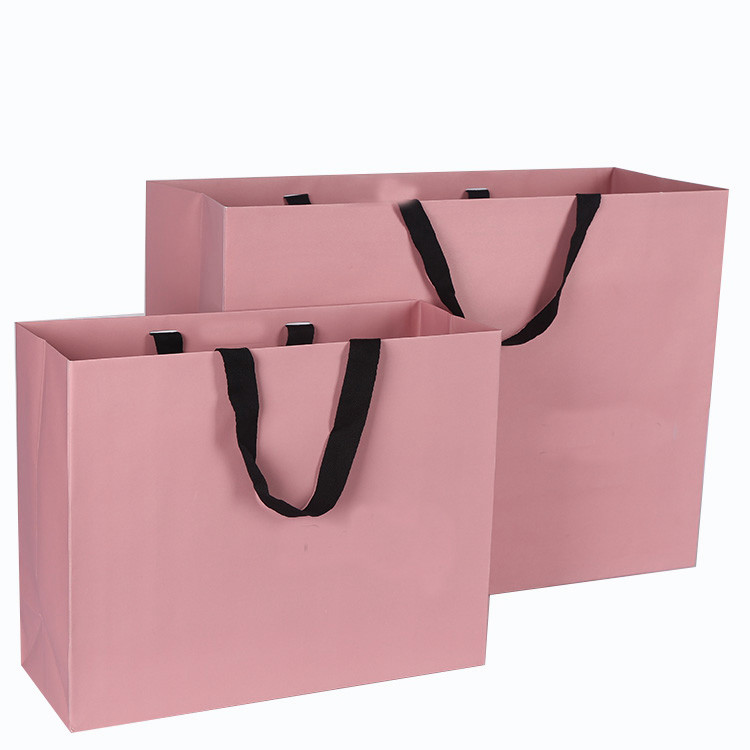 China Pink Color Cardboard Bag Laminated Printed Luxury For Shopping / Gift on sale
