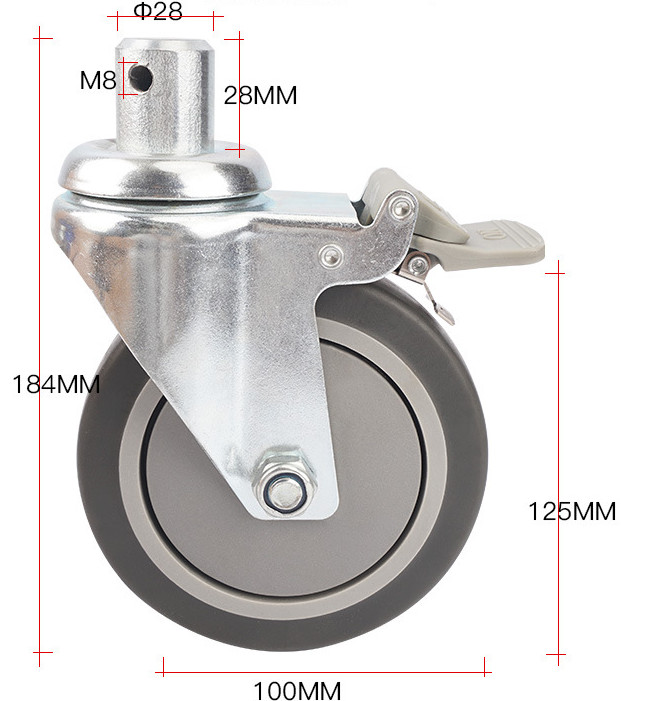 Best TPR Hospital Castors With PP Core For Medical Shopping Cart Medical Casters wholesale
