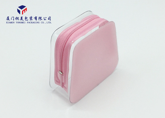 Best Trapezoid Shape Soft PVC Bags Pink Matte Back Pack Cosmetic Product 10.5X4X9cm wholesale