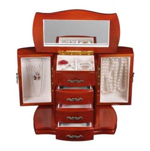 China Large wooden jewelry cabinet for earring, necklace, ring, pendants and gifts packaging box on sale