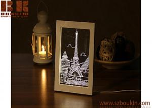 China Wooden Creative 3D photo frame Table Lamp , modern 3d acrylic photo Frame table lamp on sale