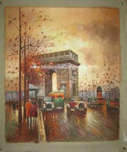 Best Contemporary Paris Street Scene Oil Painting Arc De Triomphe On Canvas wholesale