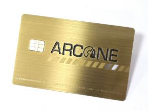 China Metal Gold Small Contact IC Chip Bank Card With Magnetic Stripe Signature Panel on sale