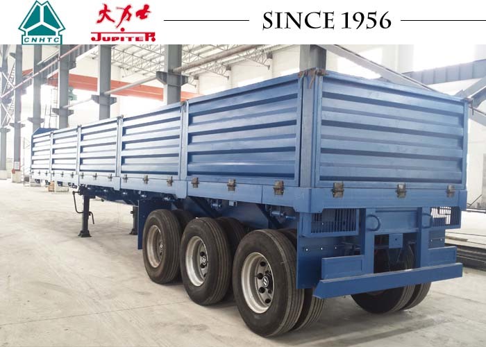 China 3 axle Drop Side Wall Flatbed Trailer on sale