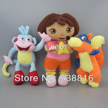 China Dora the Explorer 3 pcs/Set 12 inch Dora Girl & Monkey & Swiper Fox Cartoon Plush Soft Toy on sale