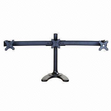 China Curved Dual LCD Stand with Weighted Metal Base, Design to Support 3 Screens in Horizontal Position on sale