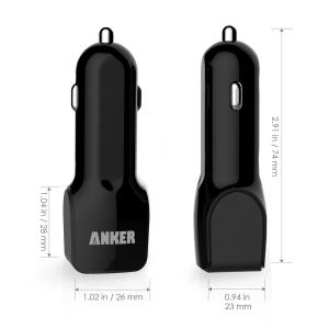 Best Anker USB 4.8A2.4W Dual Port Car Charger Simultaneous full-speed charging Black wholesale