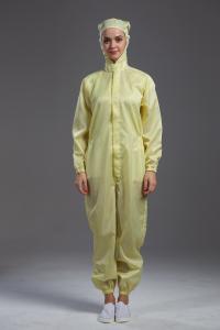 Best Anti Static Cleanroom ESD coverall yellow color connect with hoods for class 1000 or higer wholesale