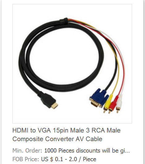 China HDMI to VGA 15pin Male 3 RCA Male Composite Converter AV Cable on sale