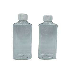 China Refillable Square PET Pump Bottle Mouthwash 250ml Clear With White Cap on sale