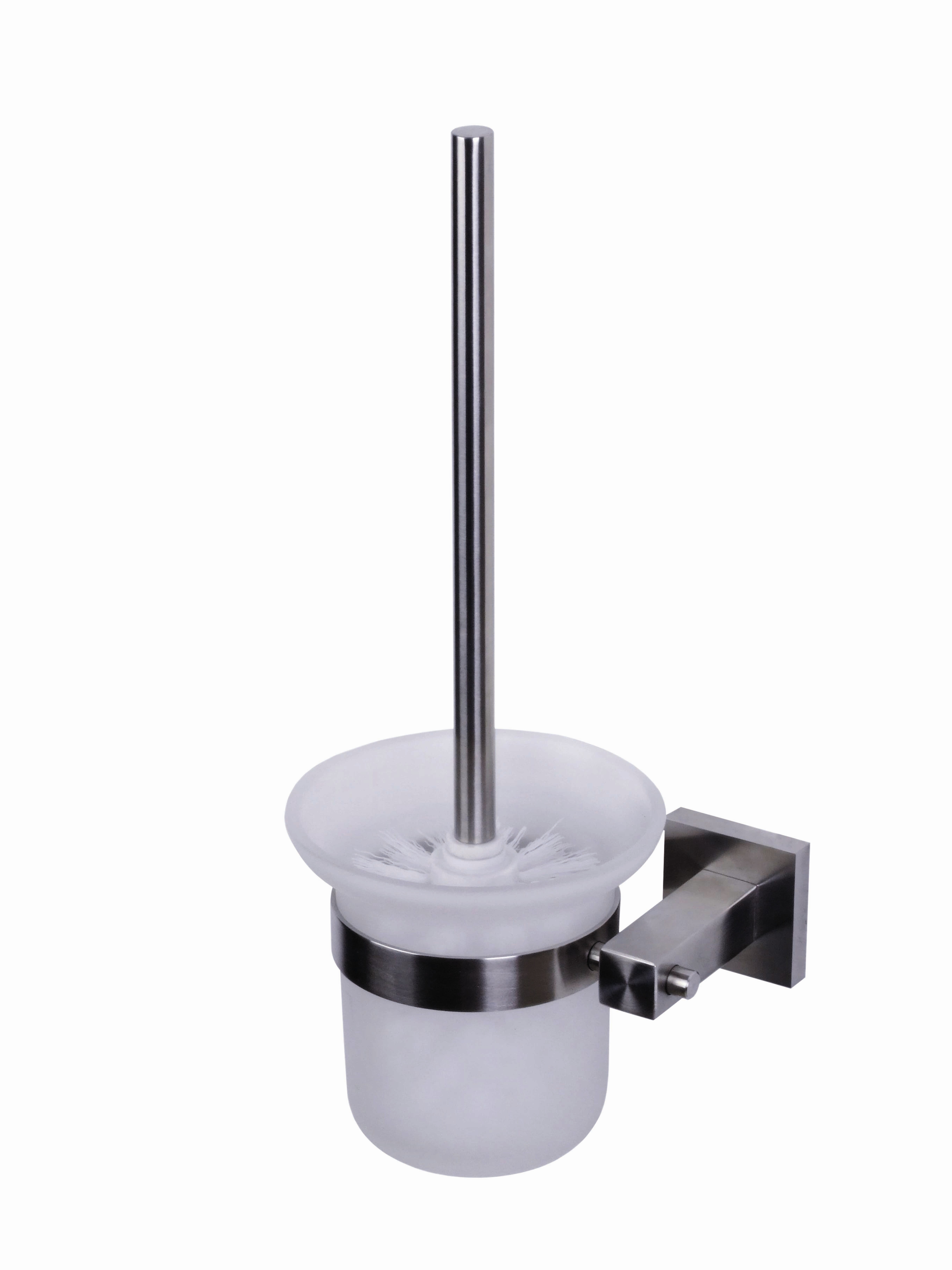 China Long Handle Plastic Toilet Brush Bathroom Hardware Collections With Glass Holder on sale