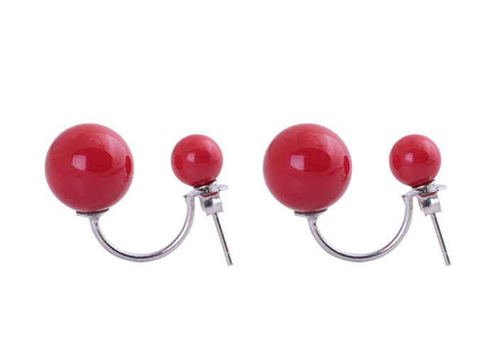 China 925 Sterling Silver Pearl Earrings,Fashion Red Cultured Akoya Dangle Drop Pearl Earrings Great Gift For Women,Girls on sale