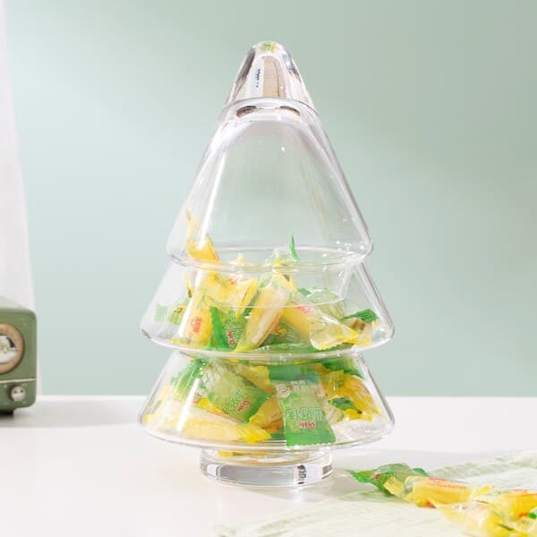 Handmade Clear Glass Christmas Tree Storage Jar 29 Oz 825ml For Candy